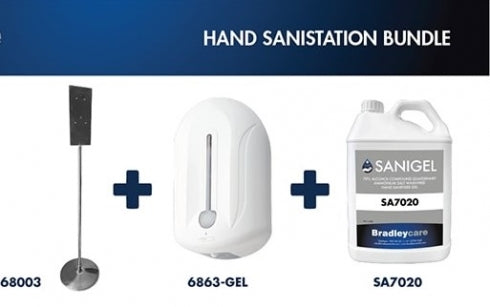 Bradley CleanHands Stand Dispenser and Gel Refill Bundle