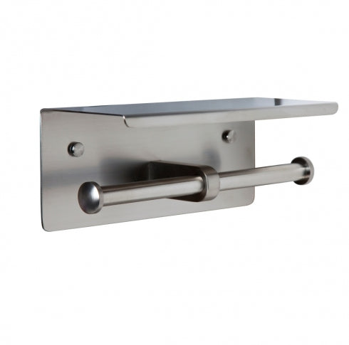 Metlam Double Toilet Roll Holder with Shelf Top