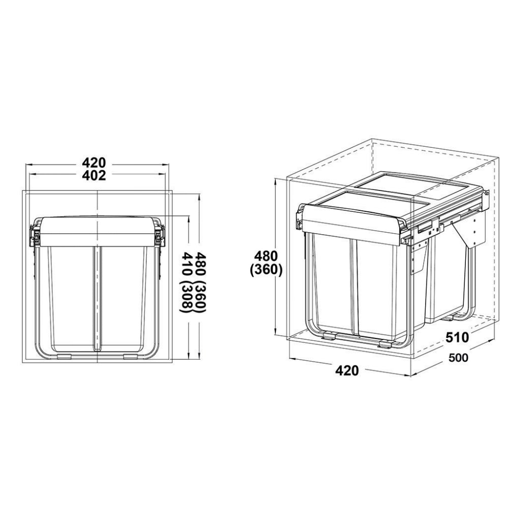 Hafele Oska HSC Waste Bin 2 x 20L