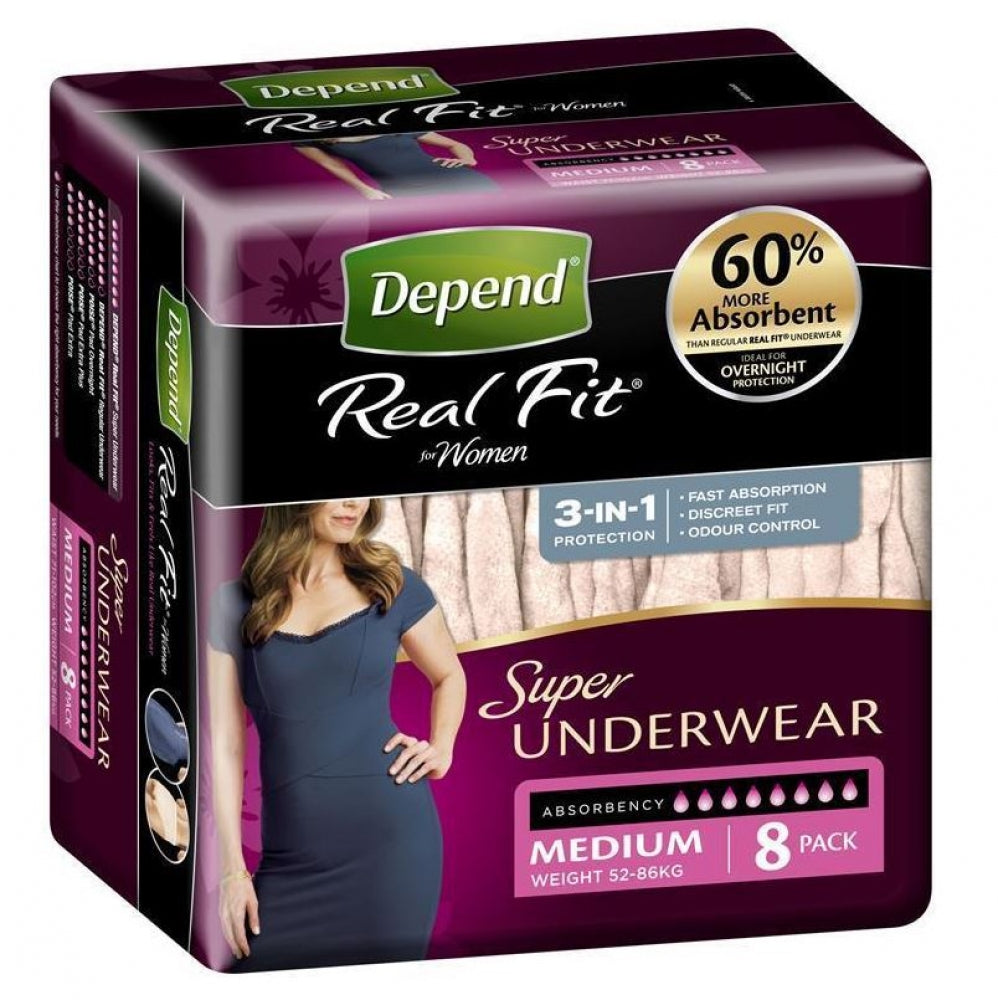 Depend RealFit Super Underwear for Women M