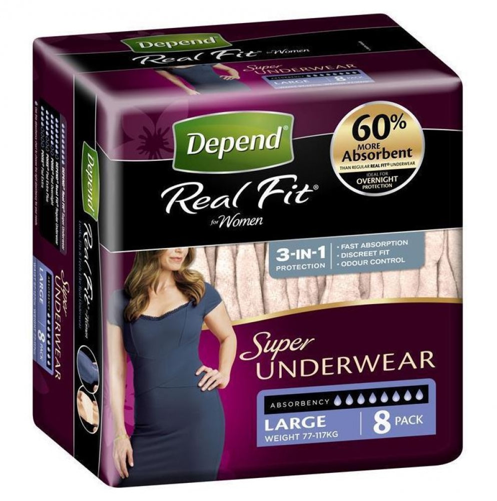 Depend RealFit Super Underwear for Women L