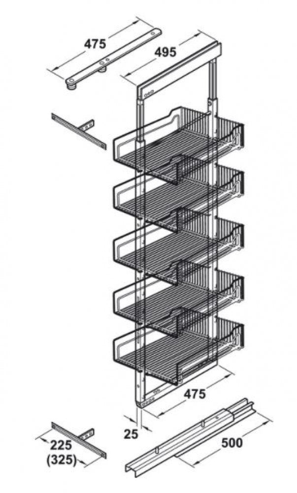 Hafele Kessebohmer Dispensa Pantry Storage 5 Baskets