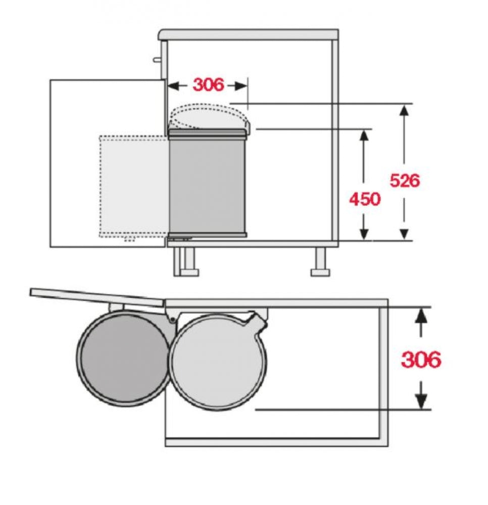 Hafele Hailo Big Box 20 Waste Bin 20L for Hinged Panel