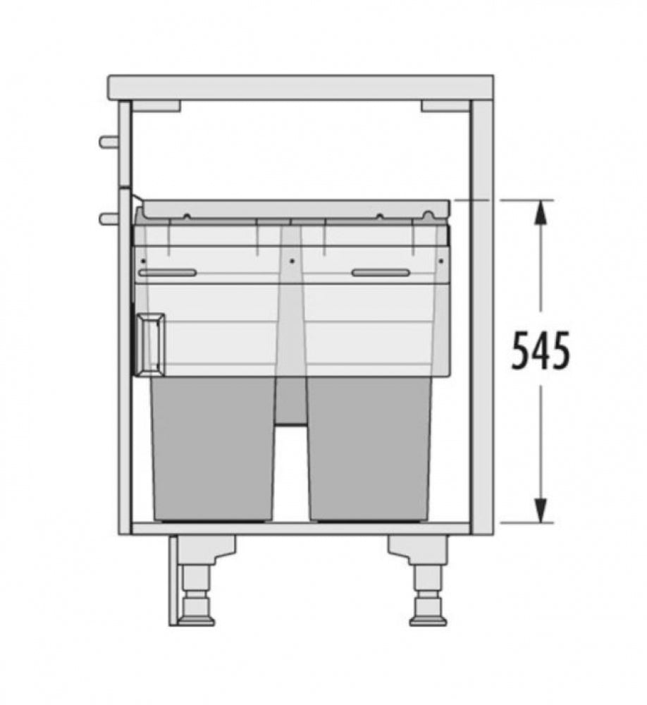 Hafele Hailo Euro Cargo ST60 Four-Bin Waste Sorter
