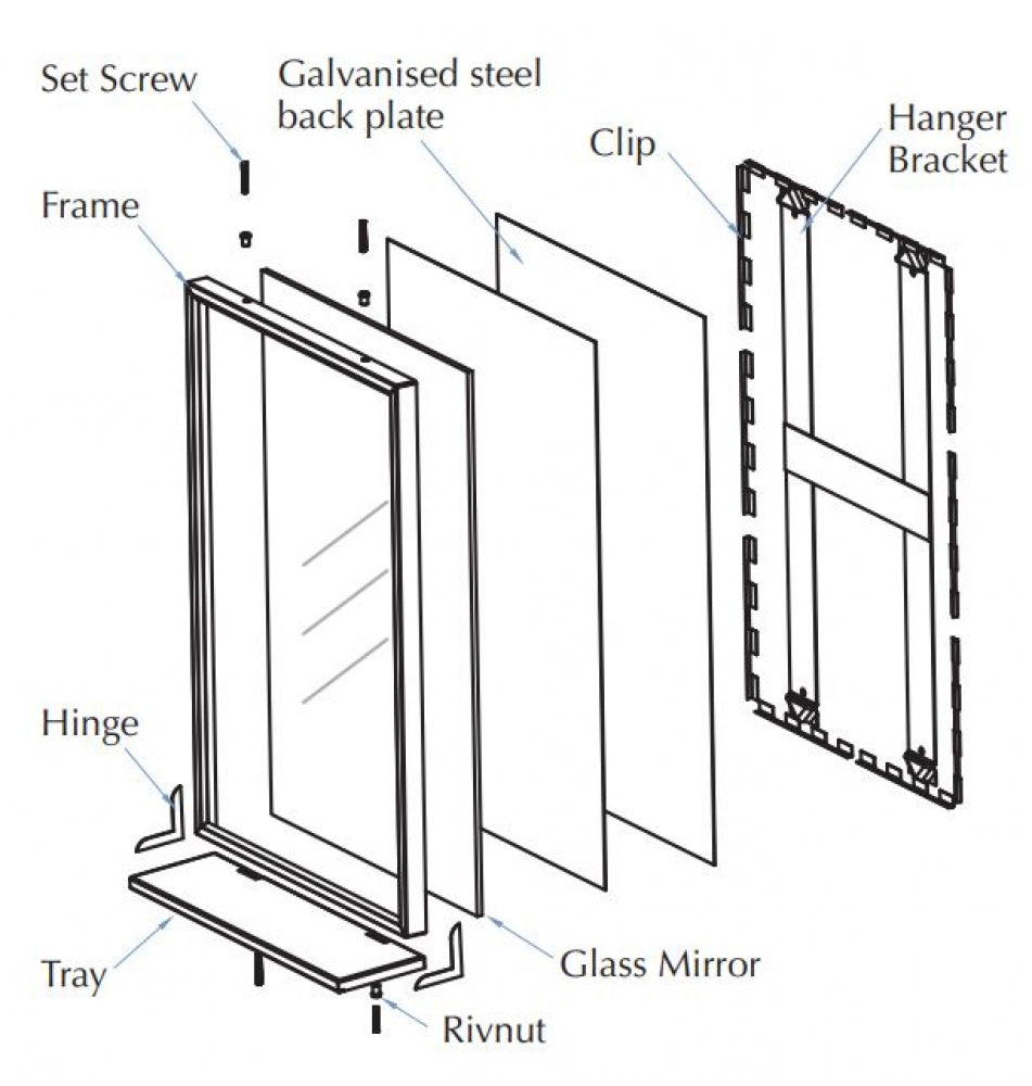 Bradley 7825 Glass Mirror with Shelf