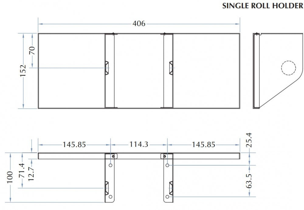 Bradley 5262 Single Toilet Roll Holder with Shelf