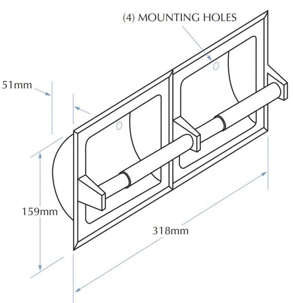 Bradley 5124 Double Toilet Roll Holder Recessed