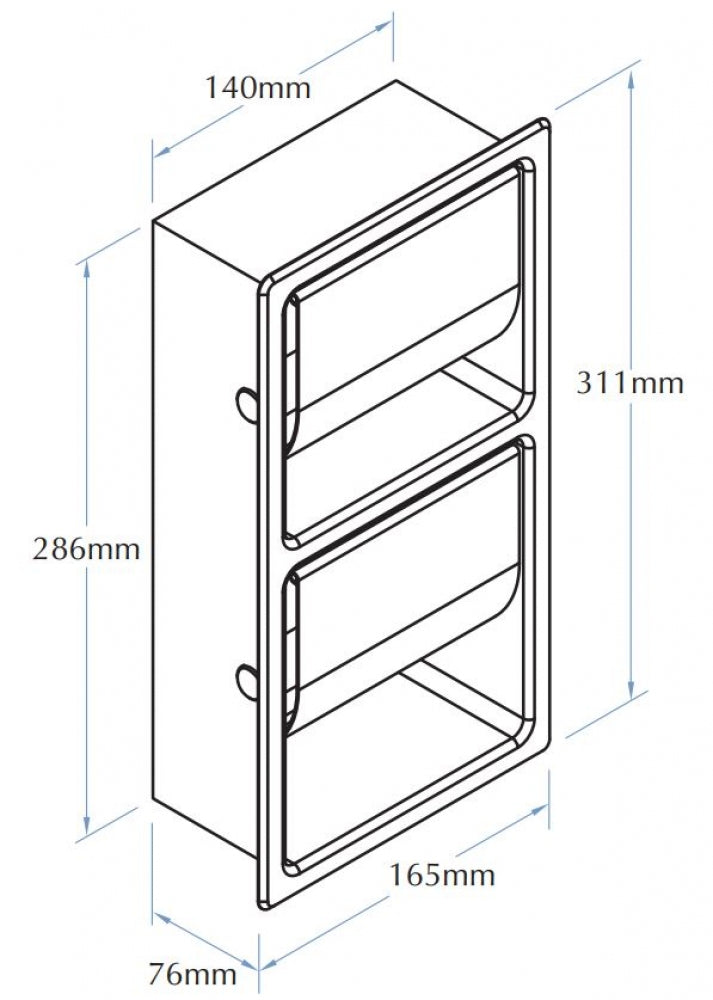 Bradley 5127 Double Toilet Roll Holder Recessed Hooded