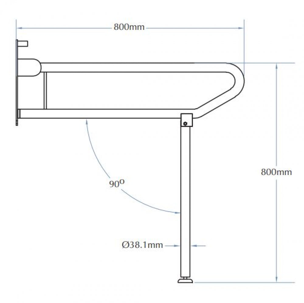 Bradley 812-102-AT Bariatric Drop Down Grab Rail with Leg