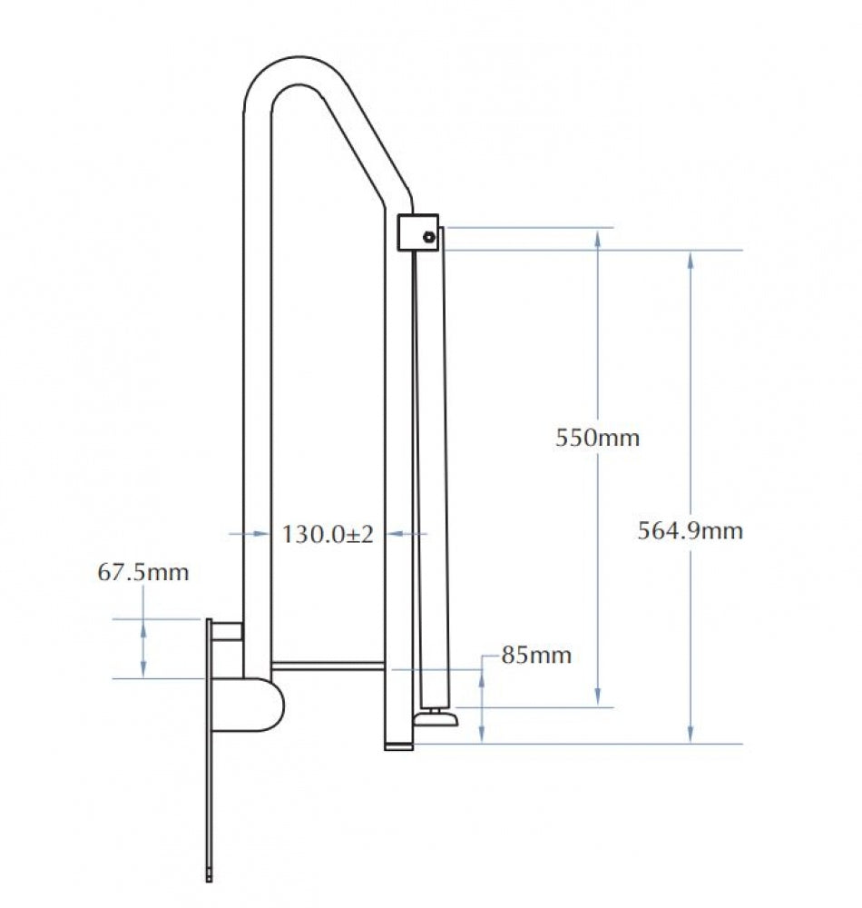 Bradley 832-101 Bariatric Drop Down Grab Rail with Supporting Leg