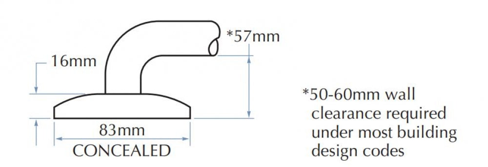 Bradley 832-034 Shower Corner Grab Rail Right Hand