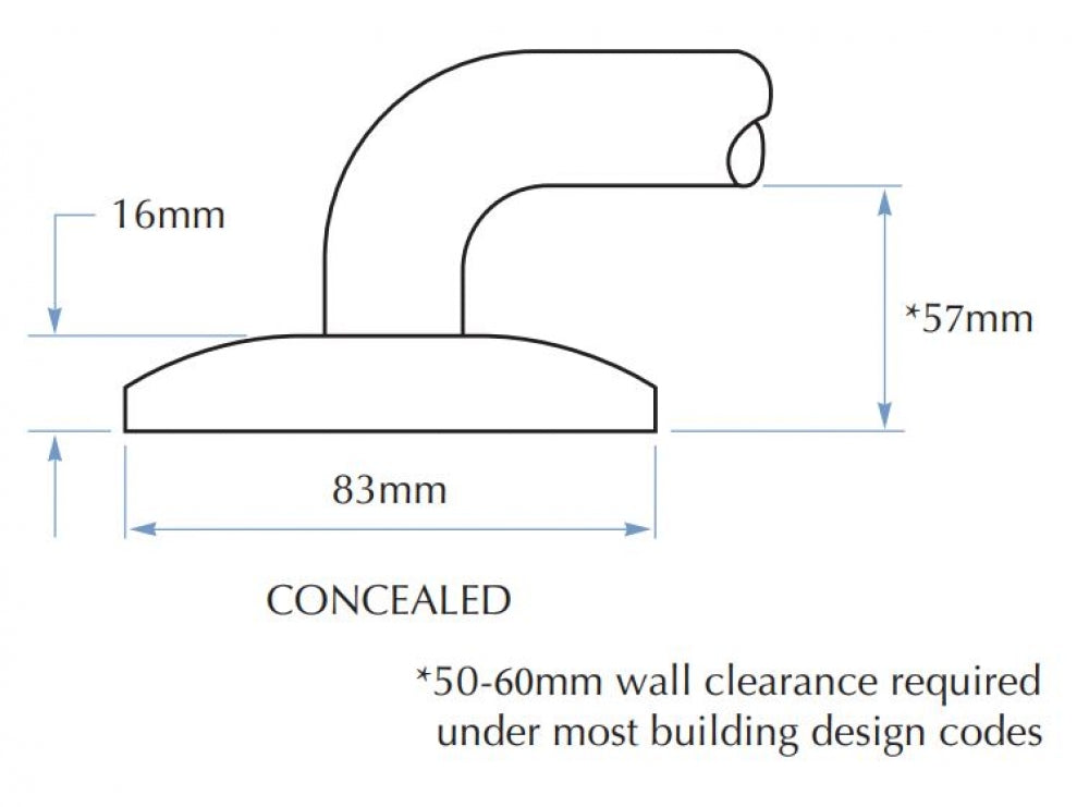 Bradley 832 Grab Rail Rear Wall 45 Degree Right Hand