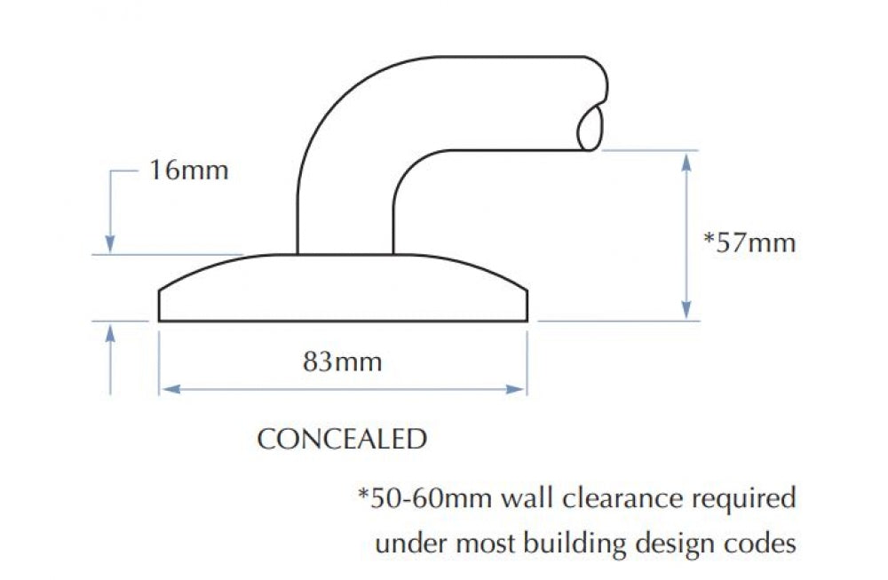 Bradley 812 Toilet Grab Rail 90 Degree Left Hand 38mm Dia