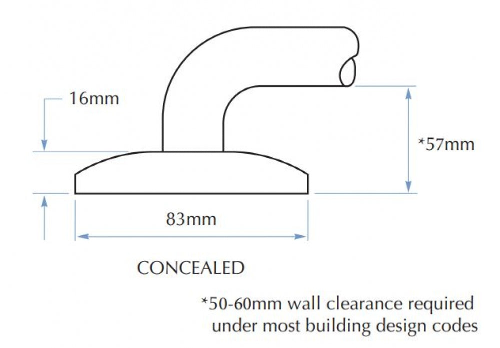 Bradley 832 Shower T-Bar Grab Rail Centre Fix