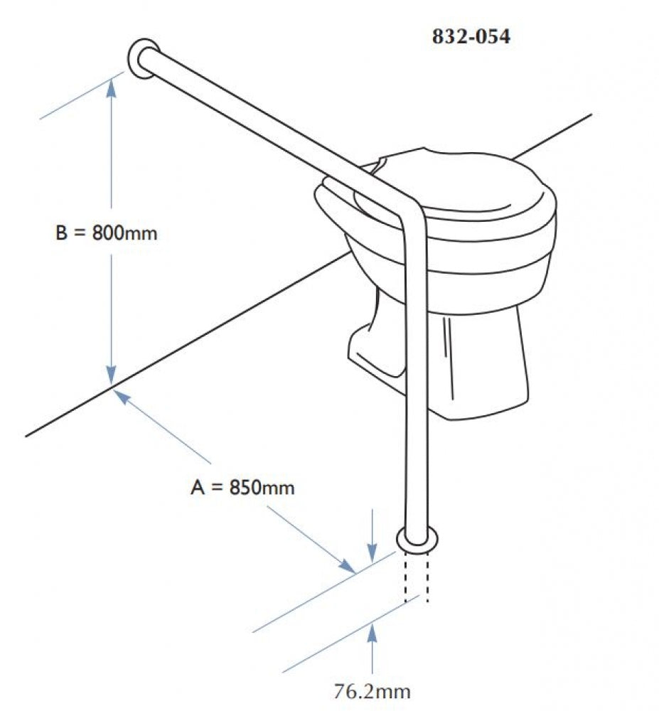 Bradley 832-054 Floor Mounted Grab Rail