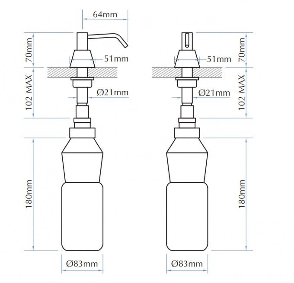 Bradley 6322 Bench Mounted Liquid Soap Dispenser 1L