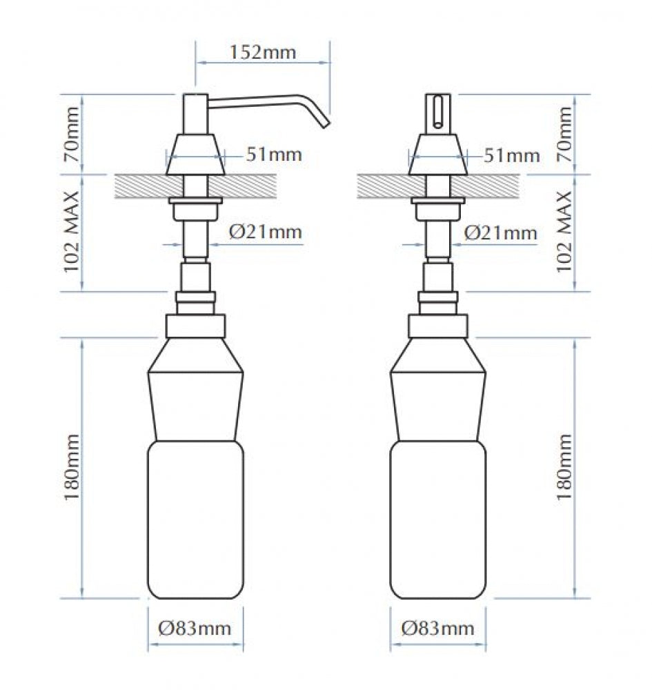 Bradley 6326 Bench Mounted Liquid Soap Dispenser 1L