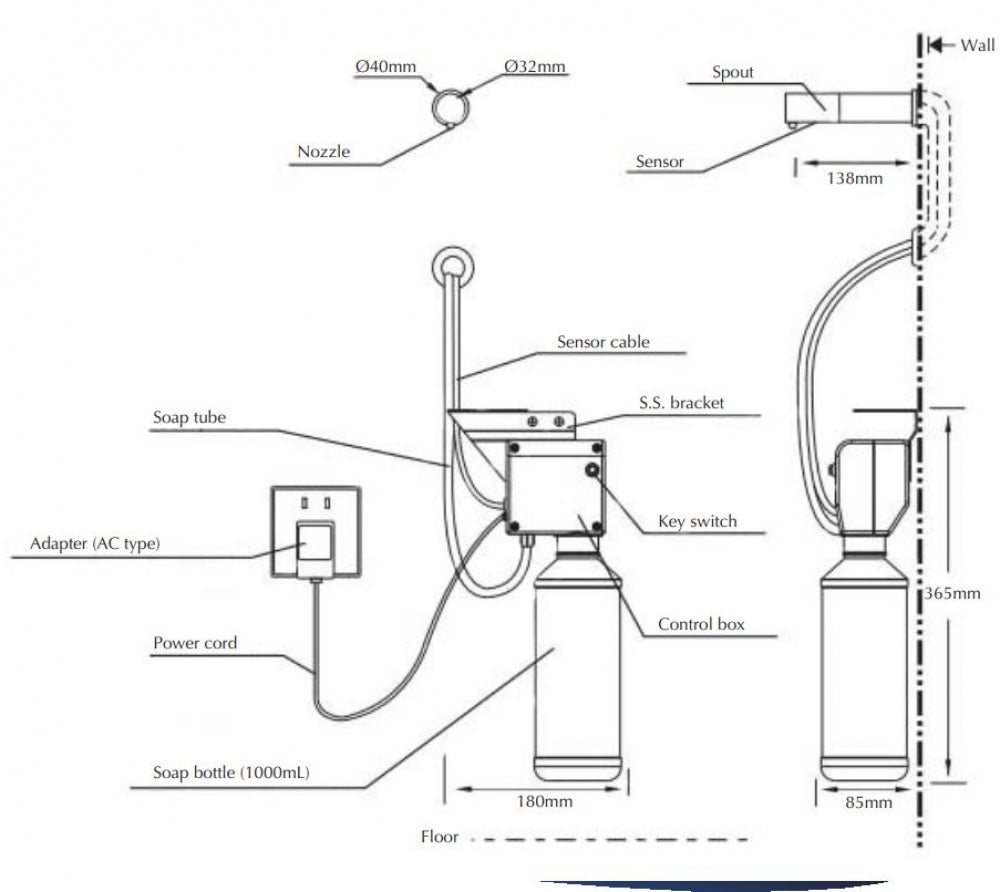 Bradley 6739-OP1 Wall Mounted Sensor Foam Soap Dispenser 1L