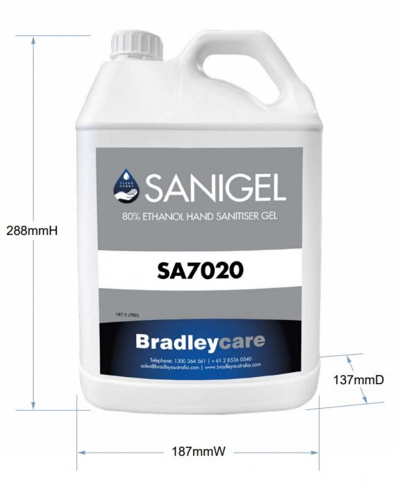 Bradley Bradleycare SA7020 Sanigel Hand Sanitiser Gel 80 Percent