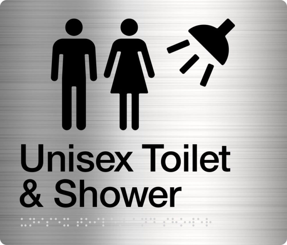 BEST BUY MFTS Unisex Toilet and Shower Sign Braille