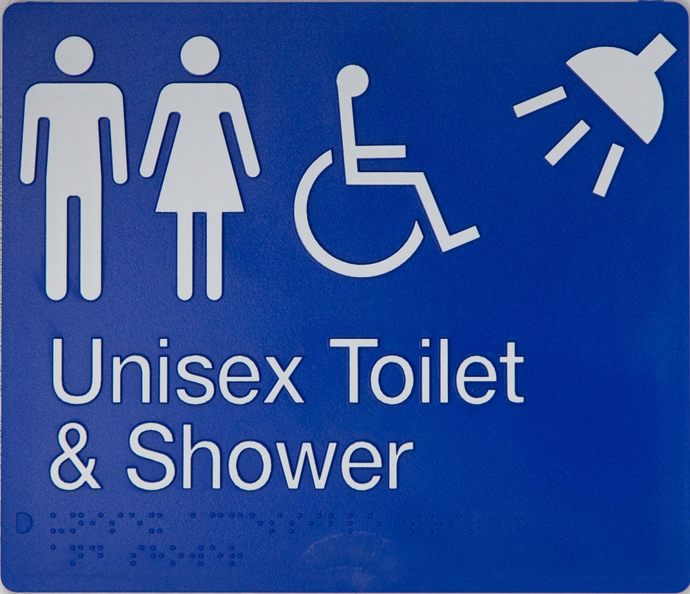 BEST BUY MFDTS Accessible Unisex Toilet and Shower Sign Braille