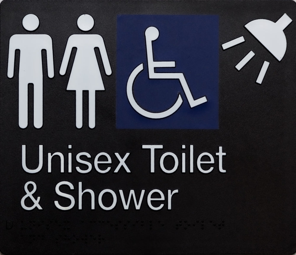 BEST BUY MFDTS Accessible Unisex Toilet and Shower Sign Braille