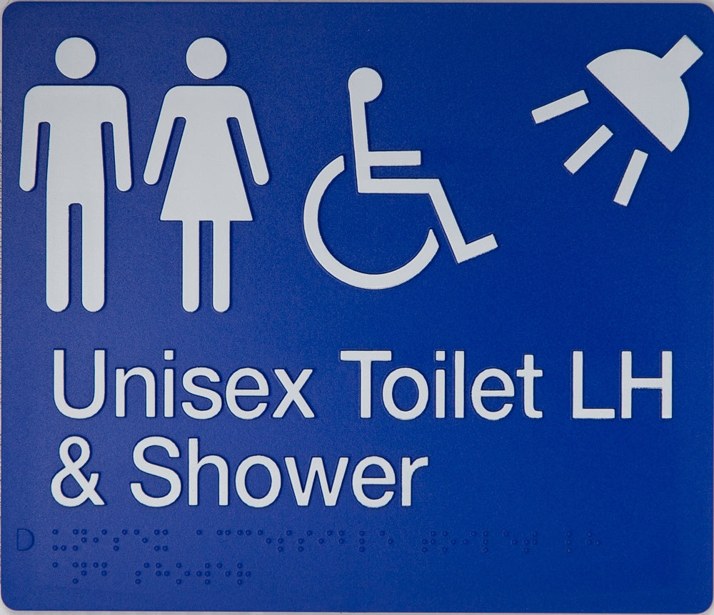 BEST BUY MFDTSLH Unisex Accessible Toilet Left Hand and Shower Sign Braille