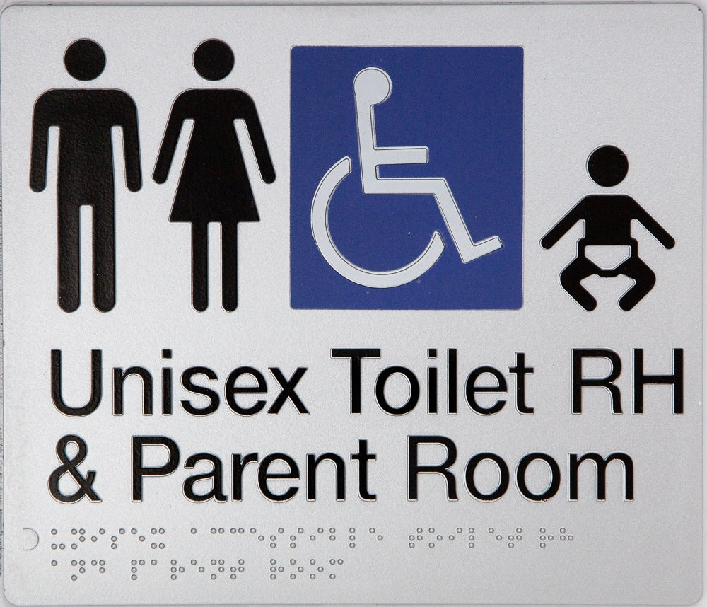 BEST BUY MFDTPRH Unisex Accessible Toilet RH and Parent Room Sign Braille