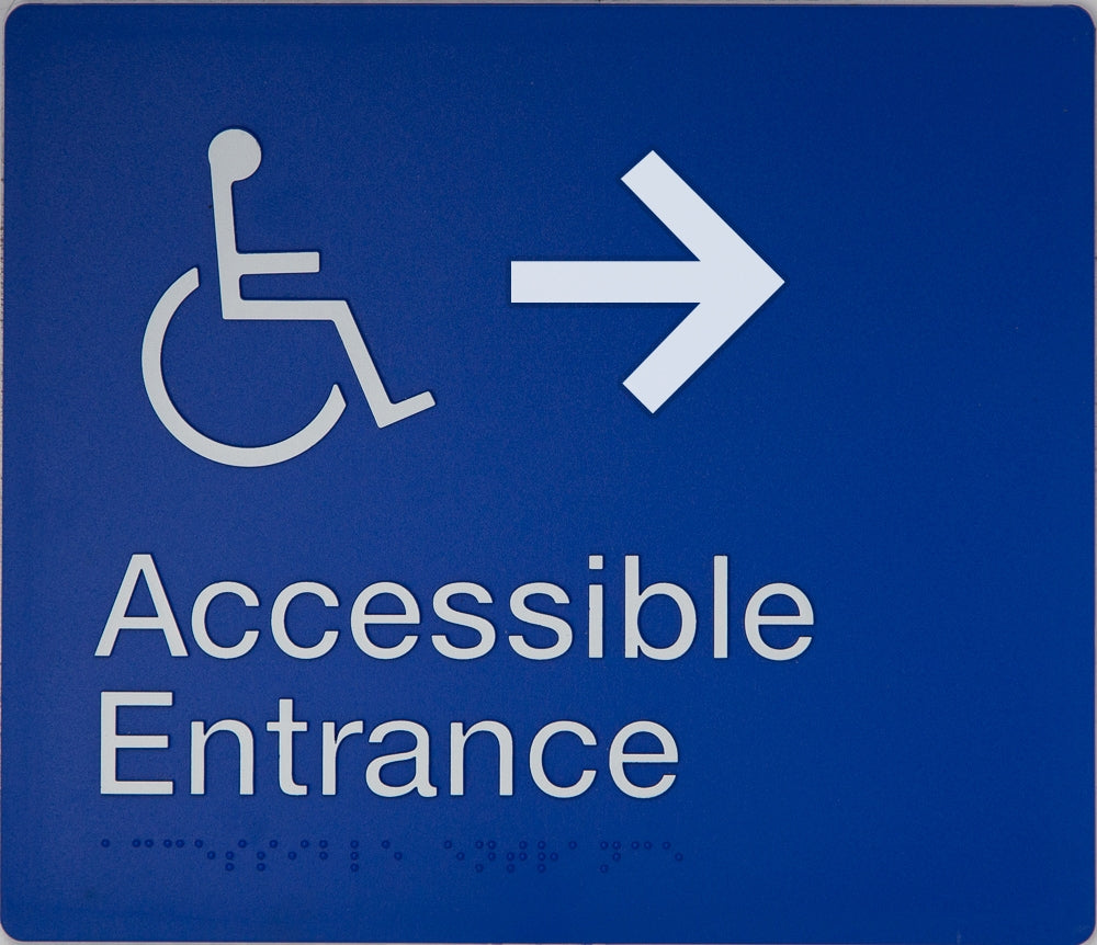 BEST BUY Accessible Entrance Right Hand Arrow Sign Braille
