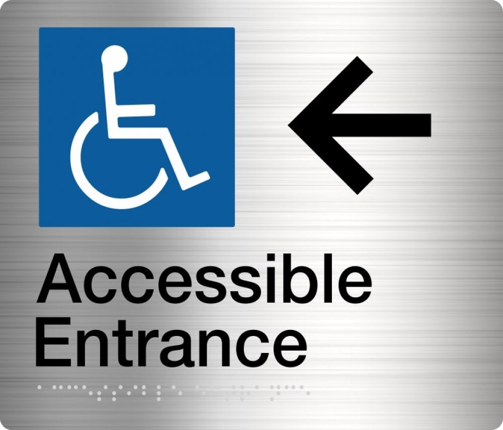 BEST BUY Accessible Entrance Left Hand Arrow Sign Braille