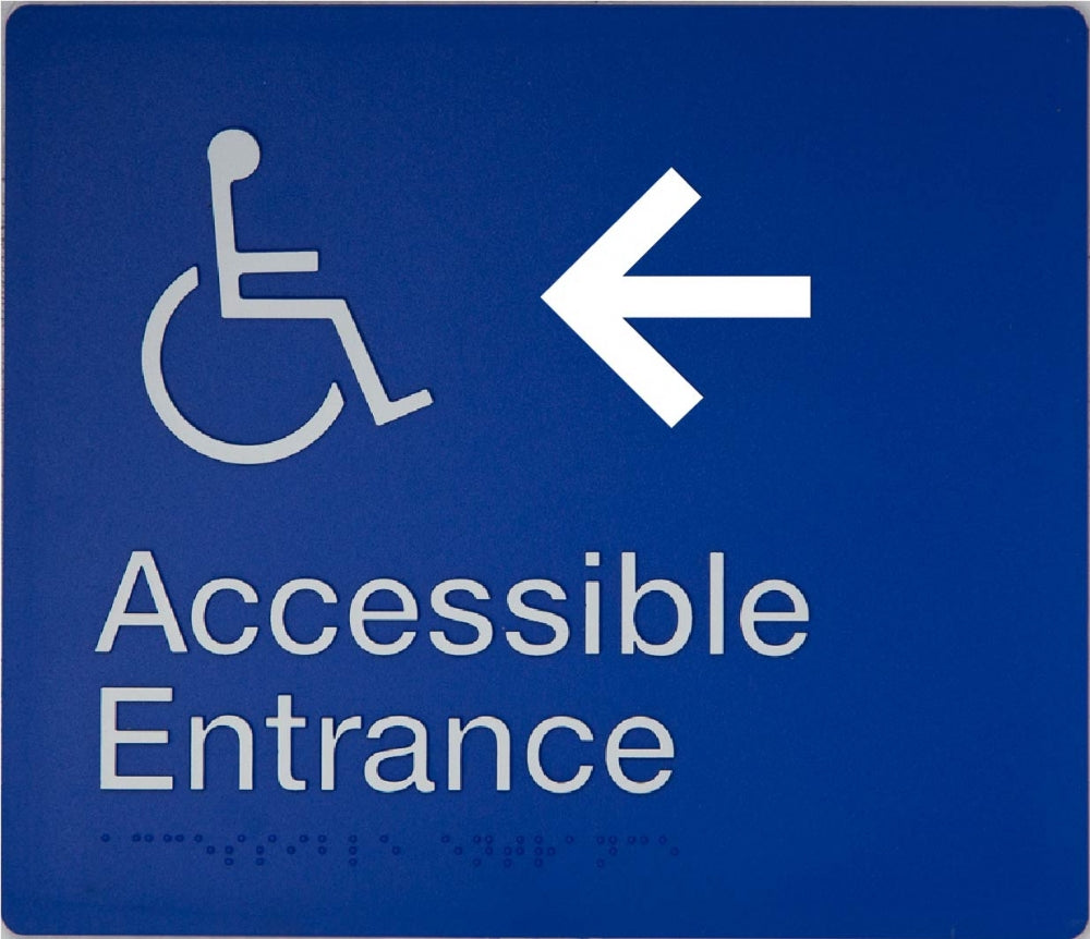 BEST BUY Accessible Entrance Left Hand Arrow Sign Braille