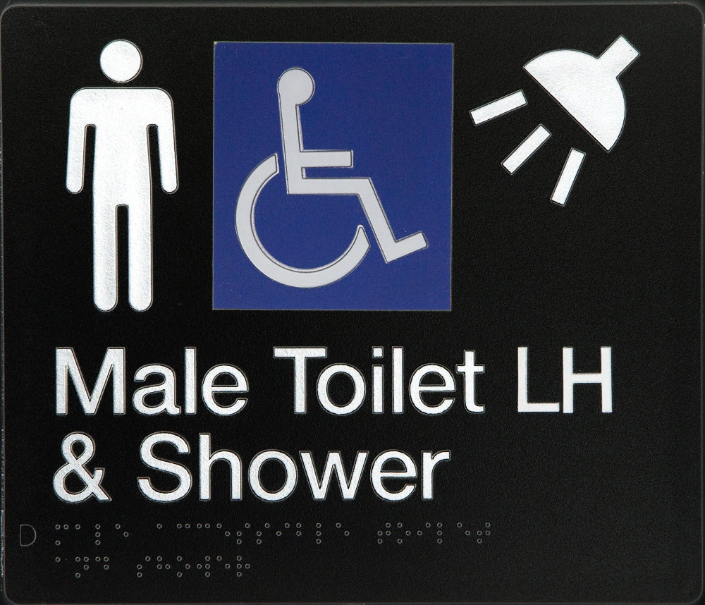 BEST BUY MDTSLH Accessible Male Toilet Left Hand and Shower Sign Braille