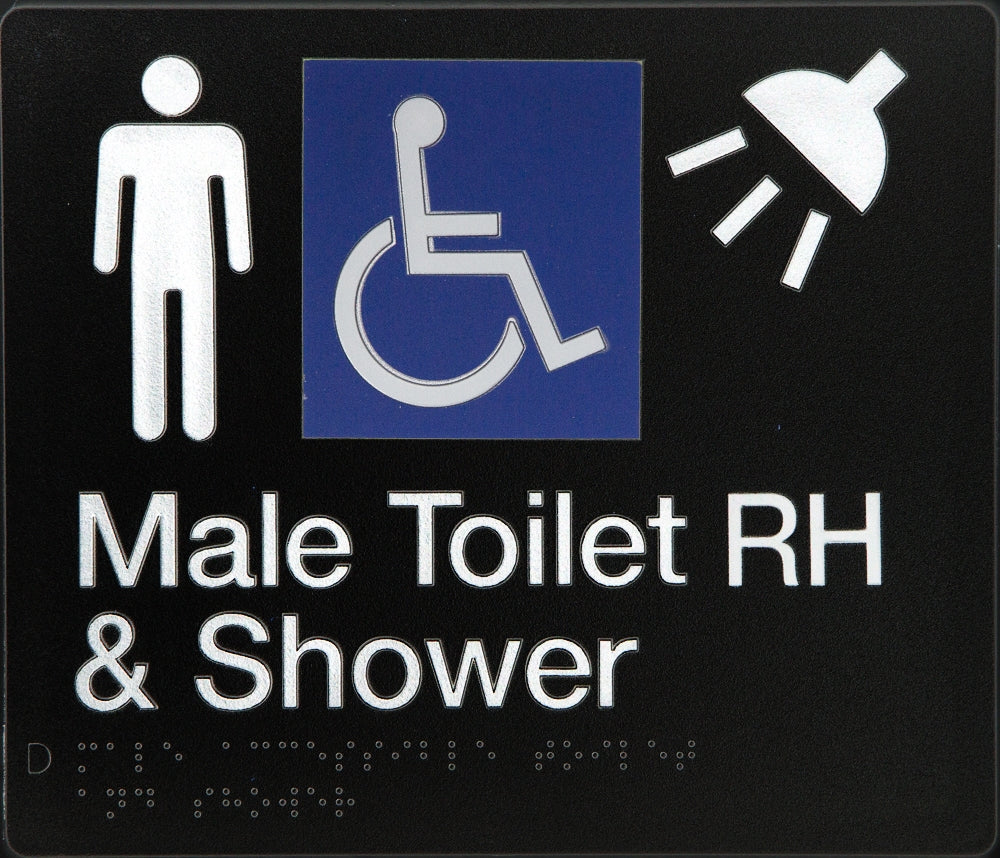 BEST BUY MDTSRH Accessible Male Toilet Right Hand and Shower Sign Braille