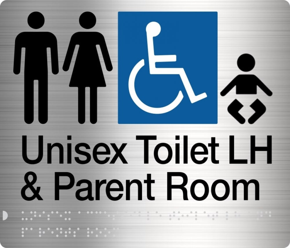 BEST BUY MFDTPLH Unisex Accessible Toilet LH and Parent Room Sign Braille