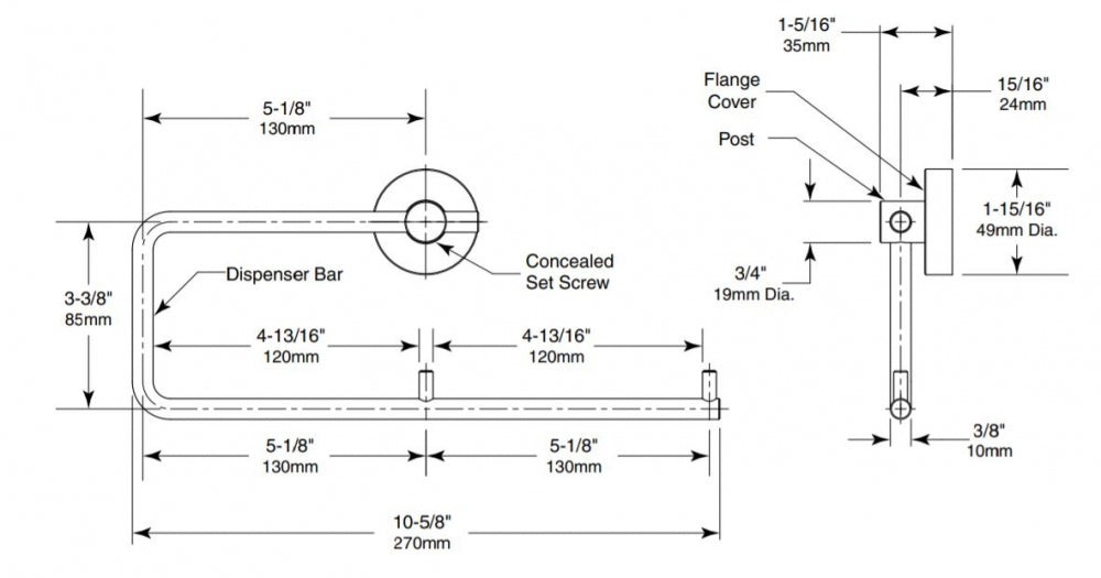 BOBRICK Cubicle B547 Double Toilet Roll Holder