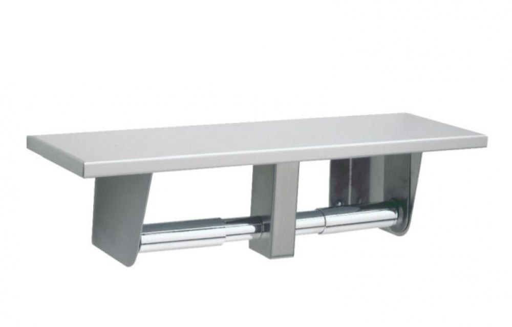 BOBRICK B2840 Double Toilet Roll Holder with Shelf