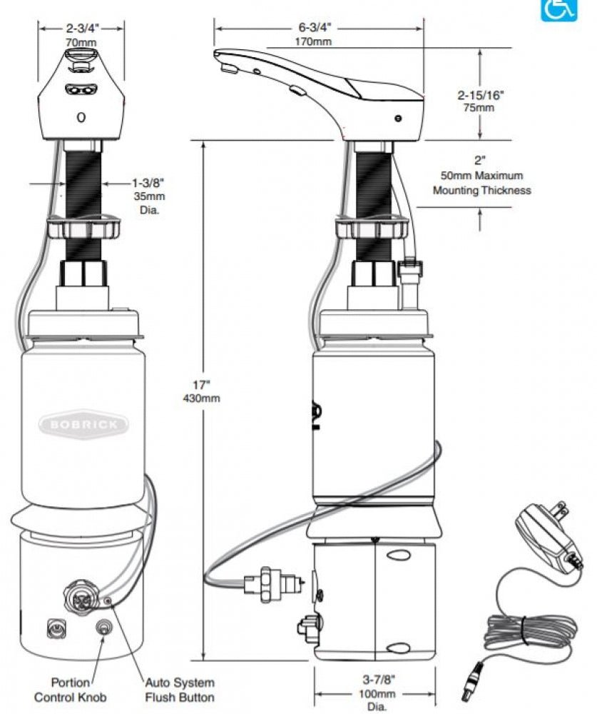 BOBRICK Designer B850 Automatic Bench Mounted Liquid Soap Dispenser