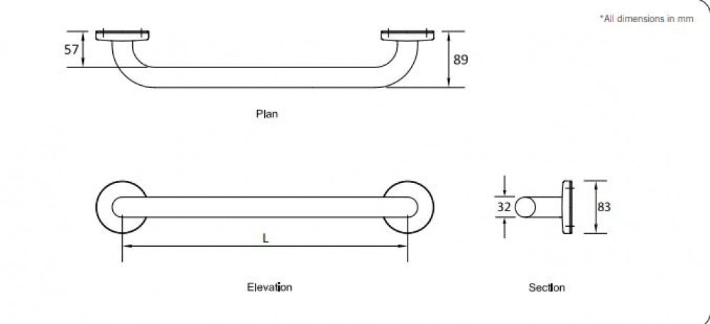 RBA RBA4005 Straight Grab Rail