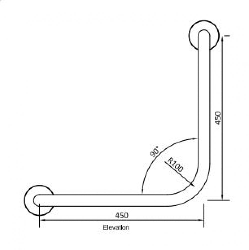 RBA Ambulant Grab Rail 90 Degree Matte Black