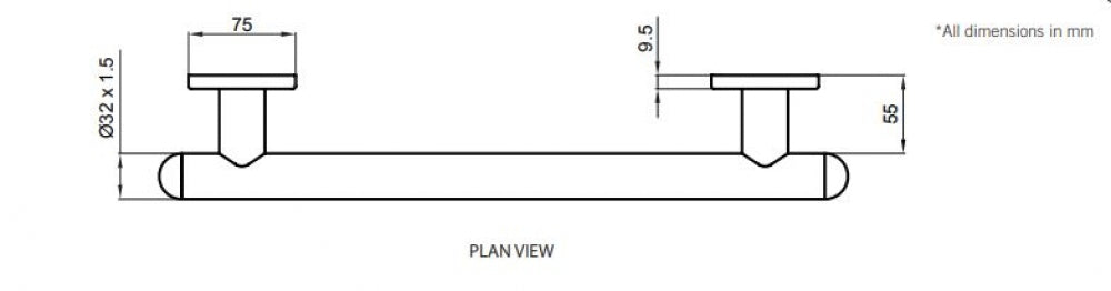 RBA Raffaello RBA4600 Bathroom Grab Rail Straight