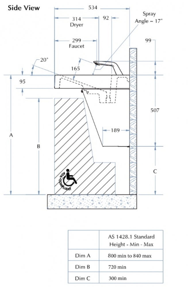 Bradley Verge Single Basin with Washbar Technology