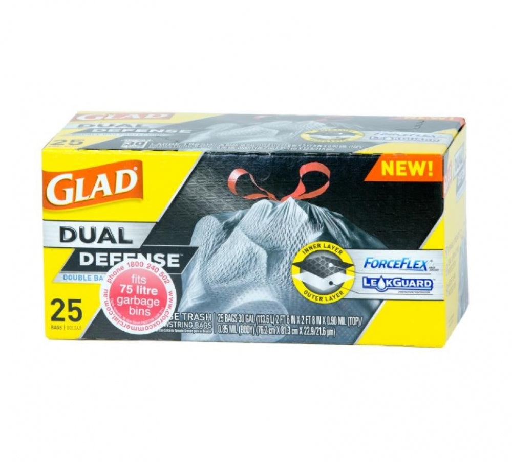 Glad ForceFlex GFFGB25 Garbage Bags Drawstring 75L