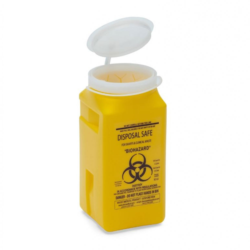 IDC Medical RE1.4LS Sharps Disposal Container Square 1.4L