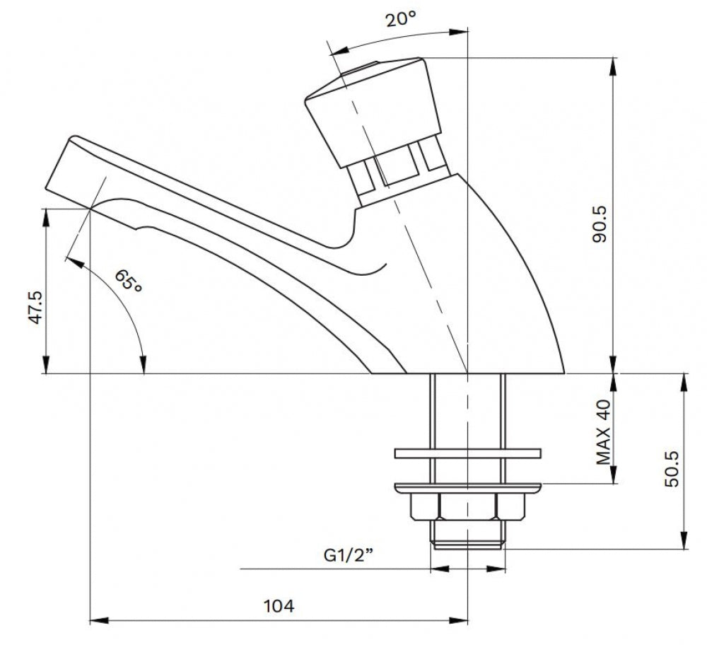 Gentec Flostop TFTLF1500 Timed Flow Pillar Tap
