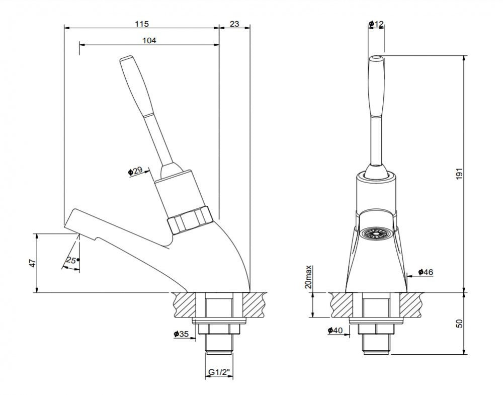 Gentec Flostop TFTLF4500 Timed Flow Lever Pillar Tap
