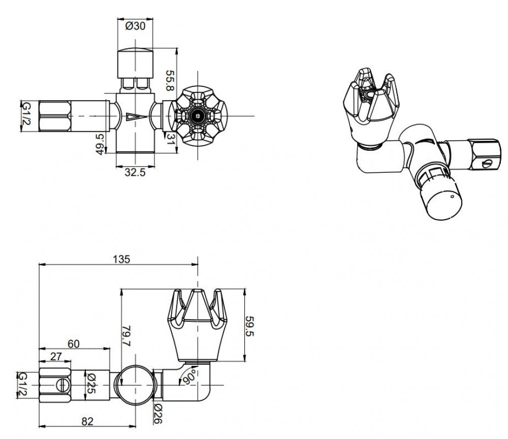 Gentec Flostop TFT8000 Timed Flow Bubbler 90 Degree