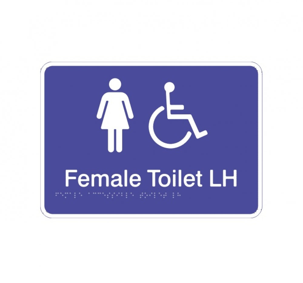 Visualise Female Accessible Toilet Left Hand Acrylic Braille Sign