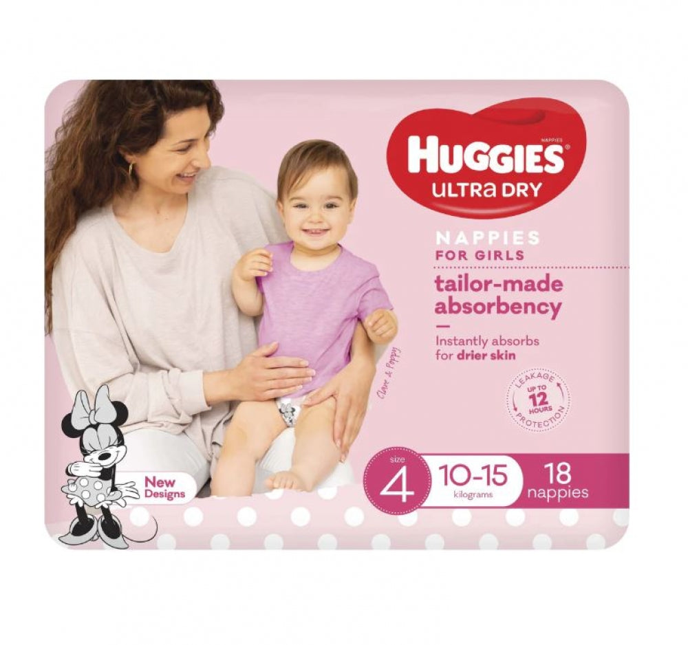Huggies UltraDry Essentials Nappies Girls Size 4