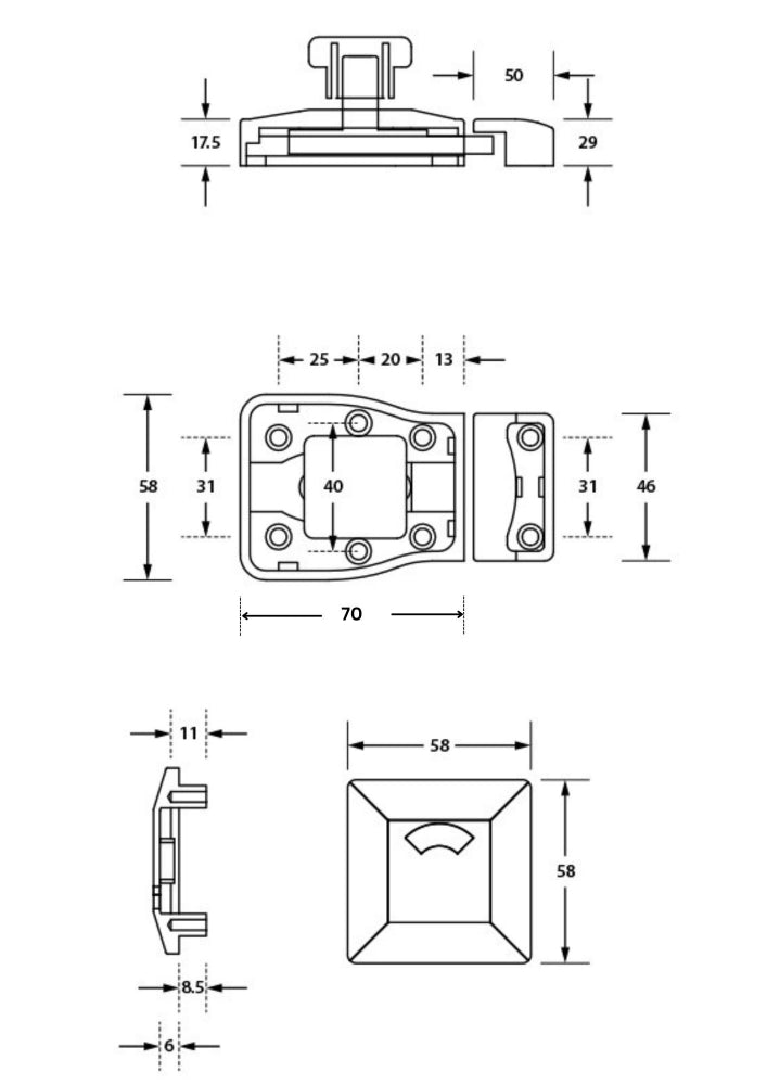 Metlam Hardware Designer MODA Lock and Indicator Set Concealed Screw Fix