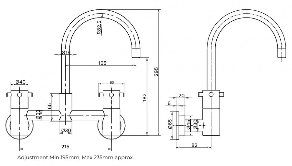 Gentec Cleanline Capstan CAP0010 Wall Mounted Exposed Mixing Set